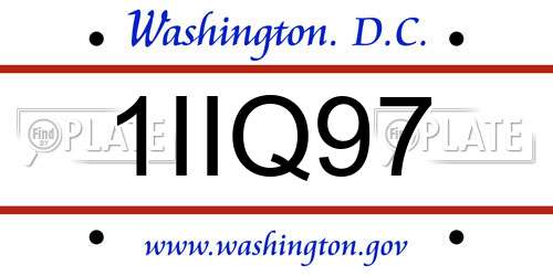 1IIQ97 District Of Columbia License Plate
