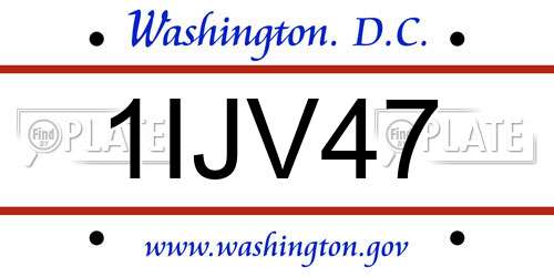 1IJV47 District Of Columbia License Plate