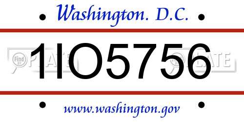 1IO5756 District Of Columbia License Plate