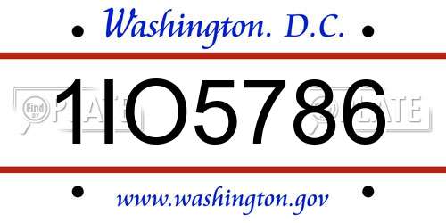 1IO5786 District Of Columbia License Plate