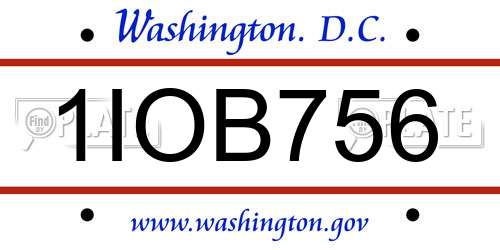 1IOB756 District Of Columbia License Plate