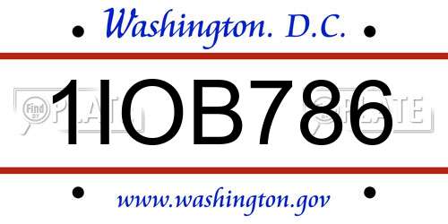 1IOB786 District Of Columbia License Plate