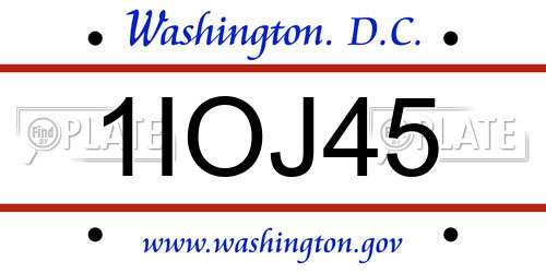 1IOJ45 District Of Columbia License Plate
