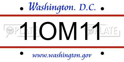 1IOM11 District Of Columbia License Plate