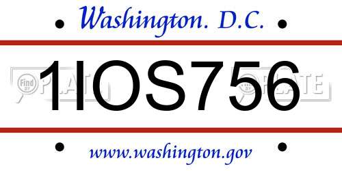 1IOS756 District Of Columbia License Plate
