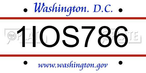 1IOS786 District Of Columbia License Plate
