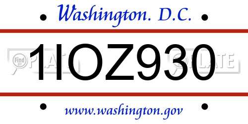 1IOZ930 District Of Columbia License Plate