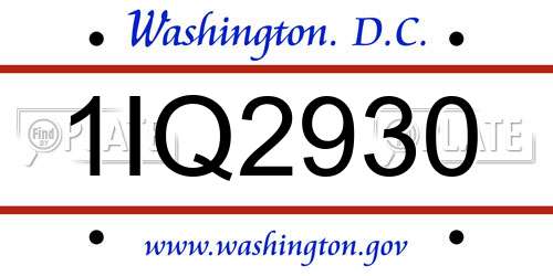 1IQ2930 District Of Columbia License Plate