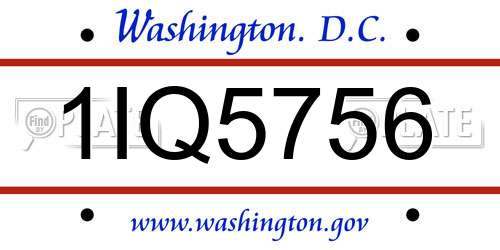 1IQ5756 District Of Columbia License Plate