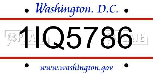 1IQ5786 District Of Columbia License Plate