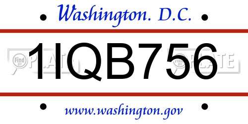 1IQB756 District Of Columbia License Plate