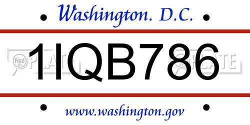1IQB786 District Of Columbia License Plate