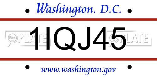 1IQJ45 District Of Columbia License Plate