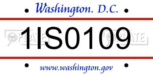 1IS0109 District Of Columbia License Plate