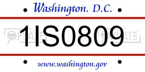 1IS0809 District Of Columbia License Plate
