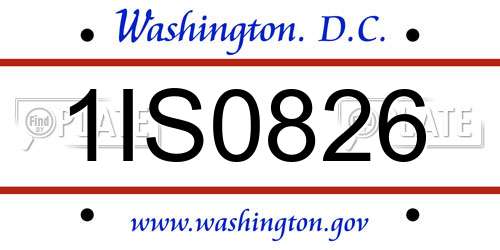 1IS0826 District Of Columbia License Plate