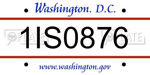 1IS0876 District Of Columbia License Plate