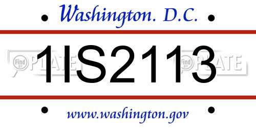 1IS2113 District Of Columbia License Plate