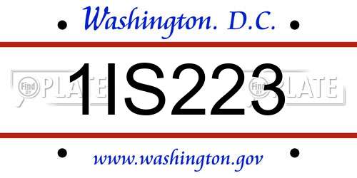1IS223 District Of Columbia License Plate