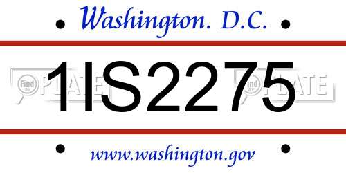 1IS2275 District Of Columbia License Plate