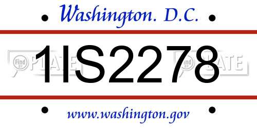 1IS2278 District Of Columbia License Plate