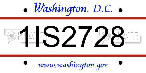 1IS2728 District Of Columbia License Plate