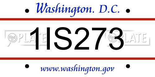 1IS273 District Of Columbia License Plate