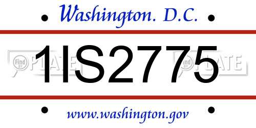 1IS2775 District Of Columbia License Plate