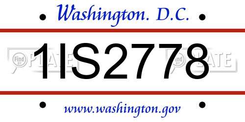 1IS2778 District Of Columbia License Plate