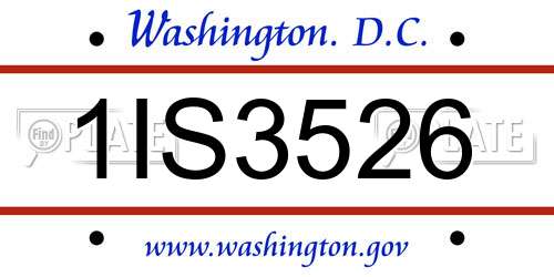 1IS3526 District Of Columbia License Plate