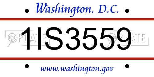 1IS3559 District Of Columbia License Plate