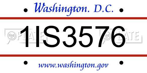 1IS3576 District Of Columbia License Plate