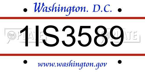 1IS3589 District Of Columbia License Plate