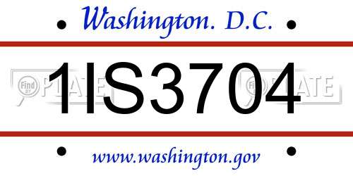 1IS3704 District Of Columbia License Plate