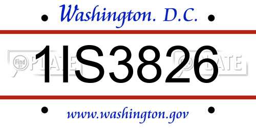 1IS3826 District Of Columbia License Plate