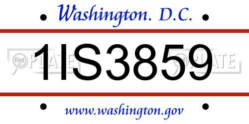 1IS3859 District Of Columbia License Plate