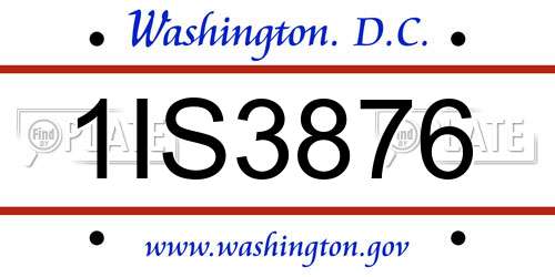 1IS3876 District Of Columbia License Plate