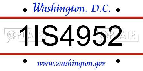 1IS4952 District Of Columbia License Plate