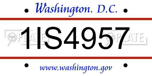 1IS4957 District Of Columbia License Plate