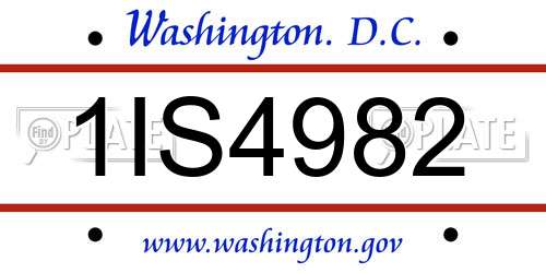 1IS4982 District Of Columbia License Plate