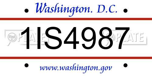 1IS4987 District Of Columbia License Plate