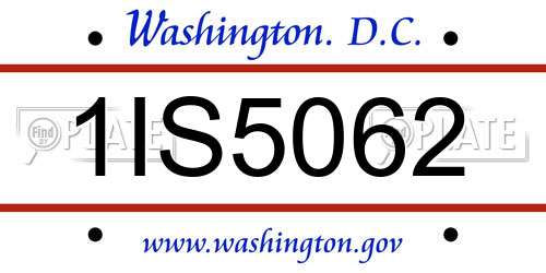 1IS5062 District Of Columbia License Plate