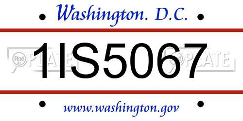1IS5067 District Of Columbia License Plate