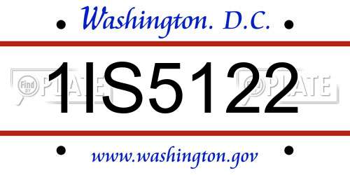 1IS5122 District Of Columbia License Plate