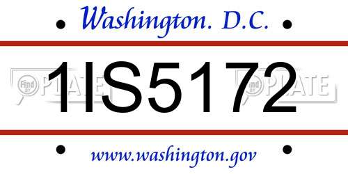 1IS5172 District Of Columbia License Plate