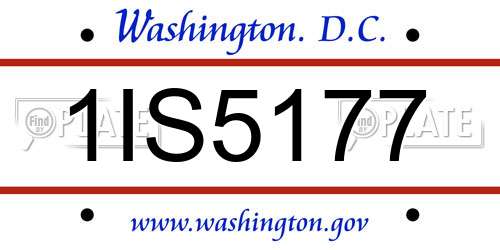1IS5177 District Of Columbia License Plate