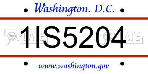 1IS5204 District Of Columbia License Plate