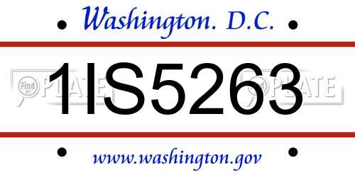 1IS5263 District Of Columbia License Plate