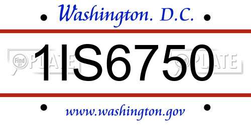 1IS6750 District Of Columbia License Plate