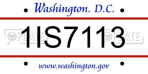 1IS7113 District Of Columbia License Plate